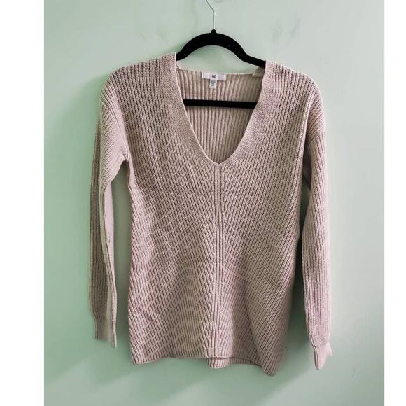 NWT! BP. by Nordstrom Sweater Sand Braided Knit V-Neck Pullover Beige XXS - Picture 2 of 10
